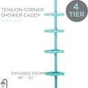 Bath Bliss 4 Tier Tensions Corner Shower Caddy | Shelves | Adjustable 48-101 | Bathroom Organizer | Bathtub and Shower Stall | Holds Large Bottles | Soap | Shampoo | Washcloths | Seaglass