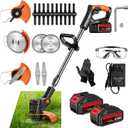 Weed Wacker, 21V Electric Cordless Weed Eater Brush Cutter with 3 Types Blades, 3.9 lbs, Adjustable Cutting Angle & Height Edger Lawn Tool for Garden and Yard