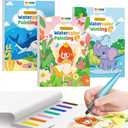 TECJOE 3 Pack Paint with Water Coloring Books for Toddlers, Watercolor Paint Set with 6 Brushes, Painting Activity for Kids Ages 4 5 6 7 8, Birthday Gifts Arts & Crafts Toy, Princess, Forest & Sea