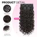 Curly Clip In Hair Extensions, 4PCS 20 Inch Dark Brown Extensions Clip Ins, Lace Weft Short Curly Invisible Natural Hairpieces for Women