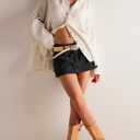 IWD Denim Mini Skirt for Women Low Waisted Jean Micro Skort with Shorts Stretch Casual Jean Skirt (S)