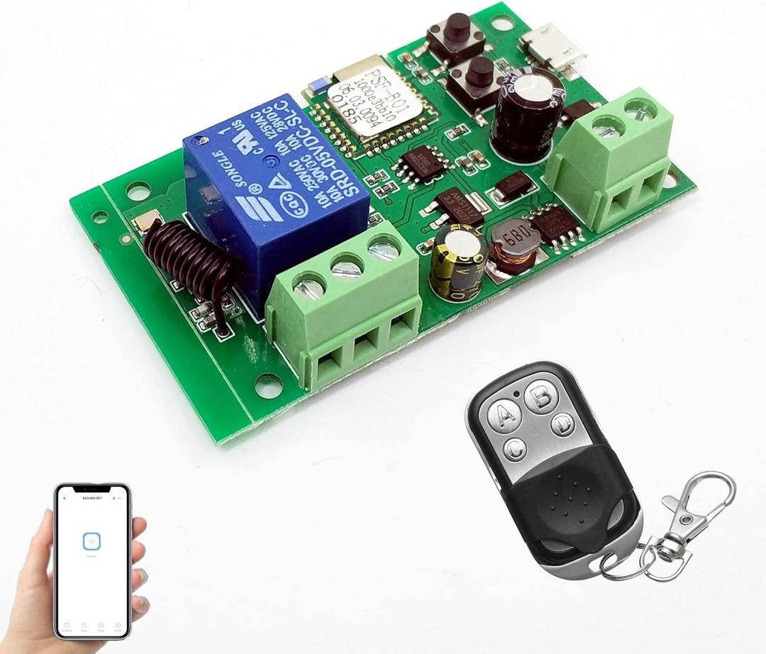 1-Channel Ewelink App Remote Control WiFi Wireless Switch Relay, self-Locking, Interlock Mode, with 433RF Remote Control, Used to Access and Control Smart Garage Doors