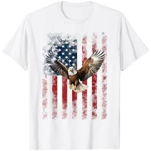 Patriotic Eagle 4th Of July USA American Flag T-Shirt, Size: Large