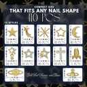 4 x 110 Pcs Gold Nail Charms and Gems Kit with Planets, Moon, Rockets