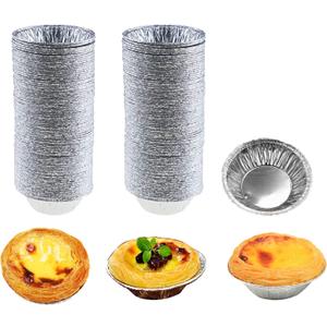 100 Pcs Aluminum Foil Mini Pans, Great for Baking Tarts, Quiche, Pudding, etc.