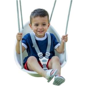 Swurfer Coconut Toddler Swing  Comfy Baby Swing Outdoor, 3- Point Adjustable Safety Harness, Secure, Safe Quick Click Locking System, Blister-Free Rope, Easy Installation, Ages 6-36 Months (White)