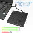 External DVD Drive USB 3.0 USB-C CD Burner CD/DVD Player Optical Drive, Portable CD DVD Disc Copier for Laptops and PC Compatible with Windows 7/8/10/11, Linux, and Mac OS