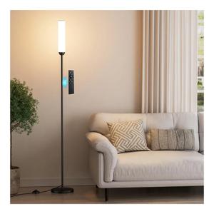 Ambimall LED Floor Lamp with Remote Control, 65" Standing lamp with Stepless Adjustable 3000K-6500K Colors & 30-100% Brightness, Foot Switch(Black)
