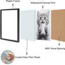 2 x Bathroom Picture Wall Decor, Framed Black and White Bathroom Wall Art, Toilet Paper in Little Funny cat Hand Animal Canvas Print Painting