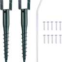 27inch No Dig Ground Screw Anchor Spike  U Shaped Post Stake for Mailbox and Fence, Includes Lag Bolts & Rebar, Fits Standard 4x4 (3.5" X 3.5" Inch) Post. 2 Pack