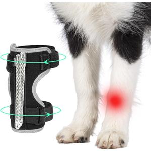 Dog Front Leg Brace with Removable Metal Springs- Adjustable Reflective Dog Wrist Brace, Anti-Slip Reverse-Buckle Design & Breathable Soft Fabric for Arthritis, Sprains, Injury Recovery(Black, S)