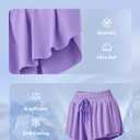IUGA Girls Butterfly Shorts with Pockets Athletic Flowy Preppy Clothes Running Tennis Dance Cheer 2 in 1 Shorts Teen Girls (Purple, L)