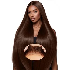 Brown Glueless Wigs Human Hair Pre Plucked Pre Cut 7x5 Chocolate Brown Lace Front Wig 200% Density Wear and Go Brown Wigs Human Hair 24 Inch for Women