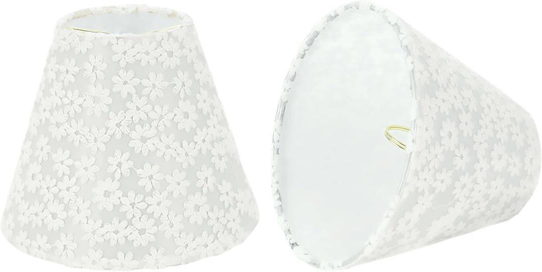 Aspen Creative 32113-2A, Hardback Empire Clip-On Chandelier Lamp Shade, White, 3" Top x 6" Bottom x 5" Slant Height, Set of 2