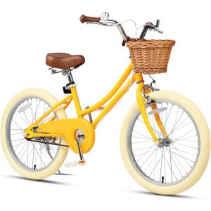 Petimini Girls Bike with Basket for 2-12 Years Old Kids, 12 14 16 18 20 Inch Bicycle with Bell Training Wheels, Multiple Colors (Mango)