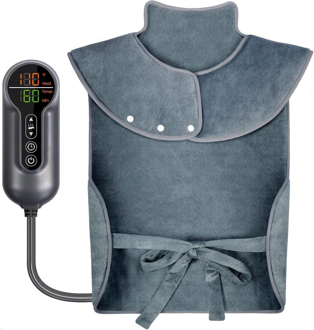 Heating Pad for Back Pain Relief, Large Electric Heat Pad for Neck and Shoulders, 6 Heat Settings & Auto Shut Off Hot Pad, Machine Washable Ultra Soft Fabric, Gifts for Women, Men, Mom, Dad (37''x 24'', Dark Gray)