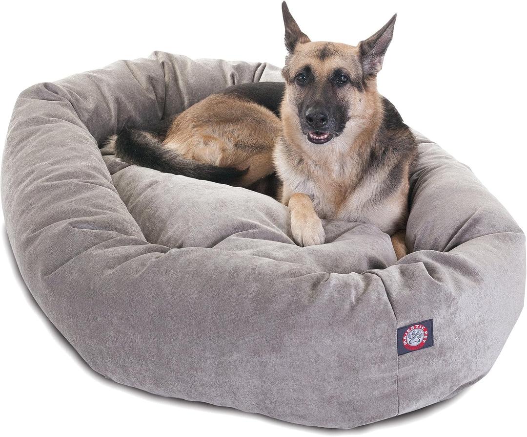 Majestic Pet Micro Velvet Dog Bed, 52 Inch X-Large, Round Washable, Vintage