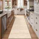 Miukiki 2x10 Runner Rug Moroccan Washable Hallway Runner Rug Non Slip Indoor Floor Kitchen Rug Foldable Carpet for Bathroom Laundry Room with Low Pile(Beige,2'x10')