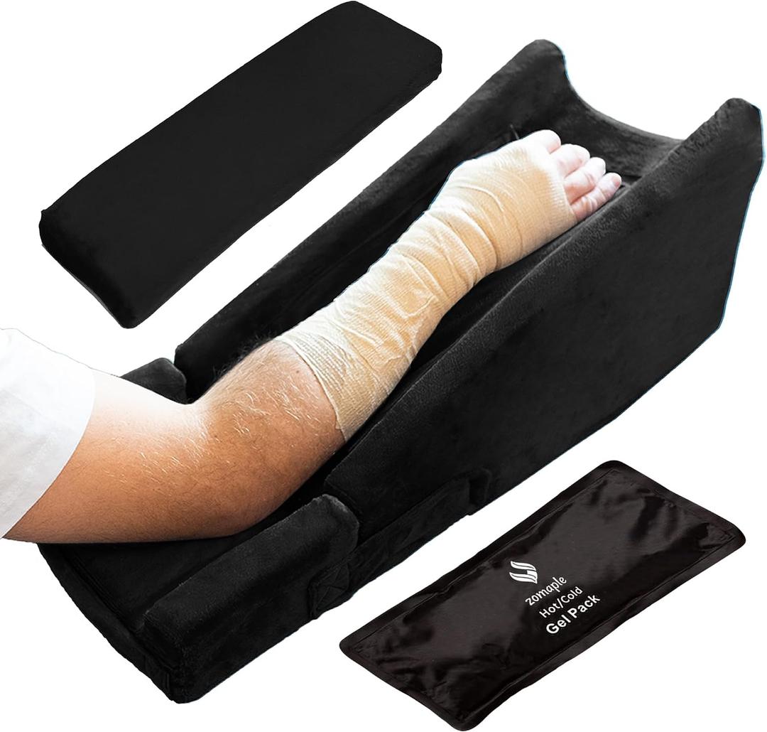Zomaple Arm Elevation Pillow for Post Surgery Adjustable Arm Support Pillow with Gel Memory Foam & Hot/Cold Pack Couch Rest Pillow for Bed, Carpal Tunnel, Wrist & Elbow Recovery, Help Reduce Pain