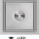 15 inch Bar Sink Drop in, 304 Stainless Steel Sink Single Bowl, 15"x17"x8" Small Sink Topmount for Wet Bar, Prep, RV, Apartment and Tiny Homes, Brushed
