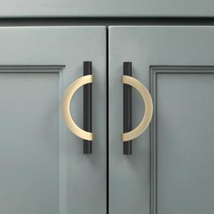 Amerdeco 6 Pack Black Brushed Gold Cabinet Pulls 3.75 Inch(96MM) Hole Centers Kitchen Cabinet Handles Hardware Kitchen Handles for Cabinets Cupboard Handles Drawer Pulls
