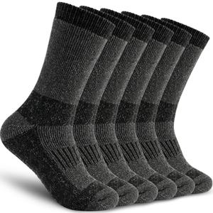 Time May Tell Mens Merino Wool Hiking Cushion Socks Thermal Warm Crew Winter Boot Socks Pack (2/4 Pair,6-13 Size) (Gray)