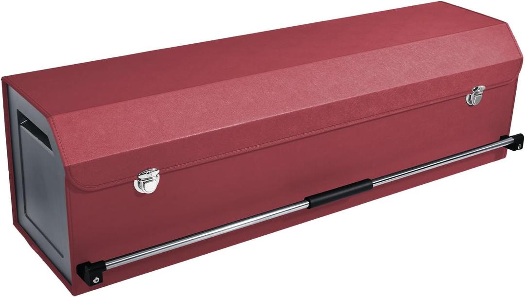 Car Trunk Organizer for Honda CR-V 2017-2022, Collapsible Sturdy Trunk Storage Container with Lid and Handle Large Leather Car Trunk Storage (Red,39.7 x 11.4 x 12.2in)