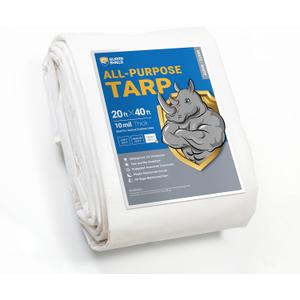 GUARD SHIELD Heavy Duty Tarp 20x40 Feet White Multi Purpose Thick Waterproof Poly Tarp Cover 10mil
