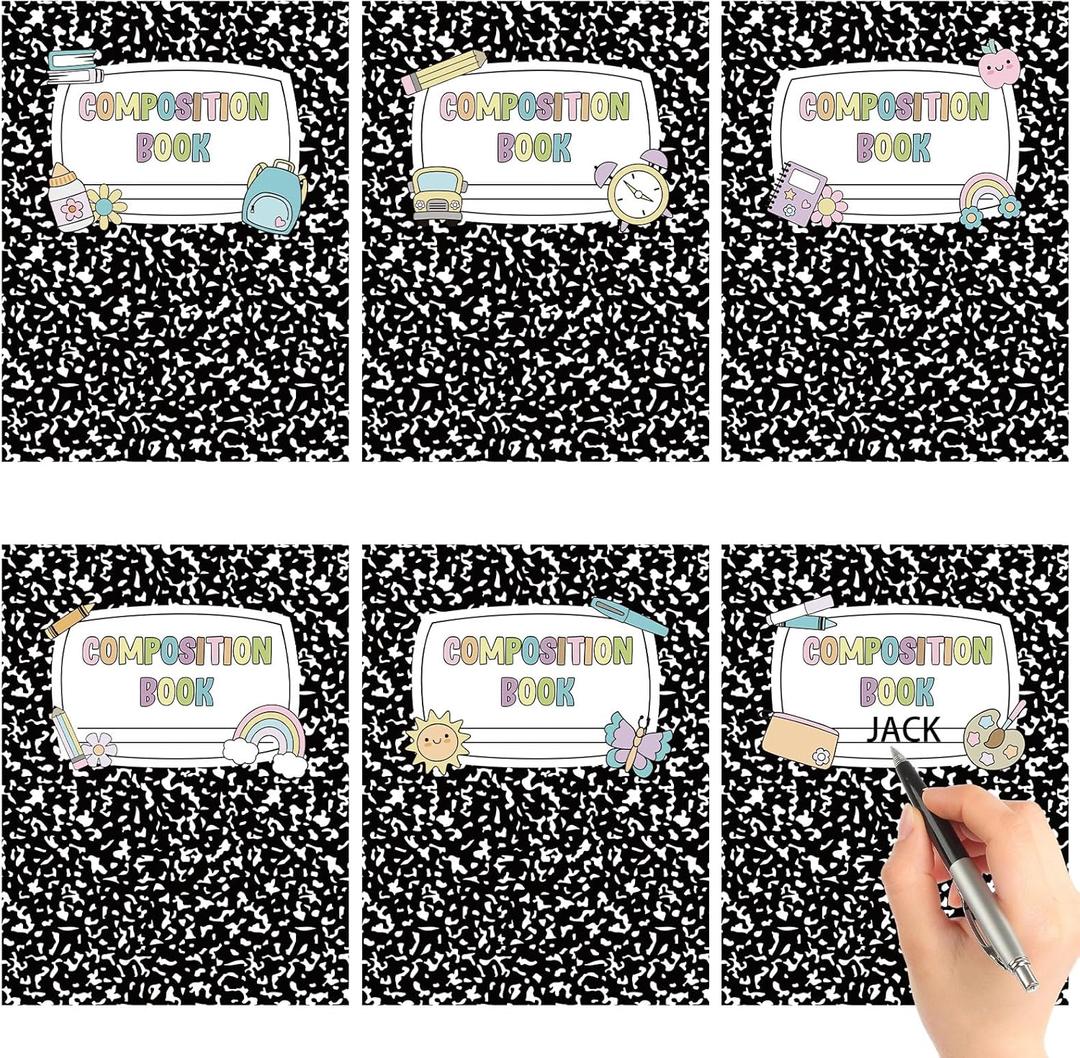 Fuutreo 72 Pcs Composition Notebook Classroom Decorations Classroom Bulletin Board Decor Bulletin Boards Cutouts Composition Cover Paper Whiteboard Decor