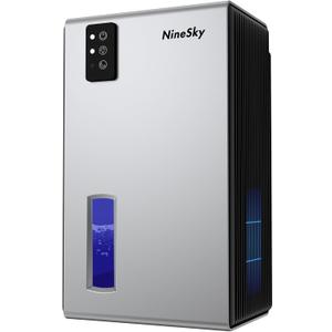 NineSky Dehumidifiers for Home, 1000 Sq.Ft Dehumidifier with 95oz Water Tank, Quiet Dehumidifier for Basement Bathroom Bedroom with 7-Color Ambient Light & Auto Shut Off, Sliver