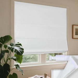 Grandekor No Drill No Drill Cordless Roman Shades for Windows,Blackout,33" W x 64" H,Privacy,Thermal Insulation Roman Blinds,Easy Install for Indoor Windows,for Home,Living Room,White