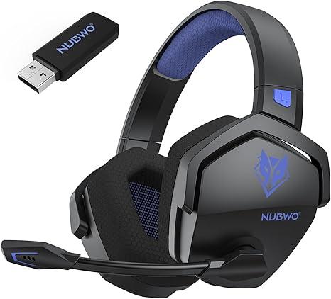 NUBWO Wireless Gaming Headset with Mic for Ps5 Ps4 PC, Zero Interference, 100Hour Battery AllDay Play, 23ms Sync​ for Fortnite & Call of Duty/FPS Gamers, Triple Mode All Devices Compatible  Gray