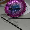 Bee Butterflies Watering Station, Standing Bee Feeder with Glass Marbles for Outside, Bee Bath Feeder with Metal Stakes Butterfly Puddler Garden Yard Dco (Purple)