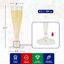 JOLLY CHEF 100 Pack Plastic Champagne Flutes Disposable 4.5 oz Gold Glitter Plastic Champagne Glasses for Wedding, Thanksgiving Day, Christmas