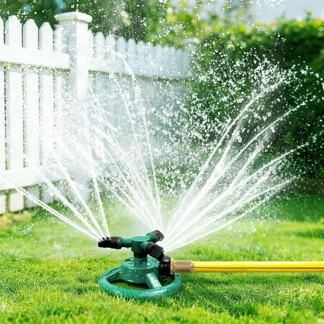 Sprinklers for Yard, Rotating Lawn and Garden Sprinkler for Large Area Coverage, Yard Sprinklers for Kids and Pets Playing (Green)