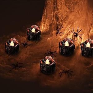 eLander Halloween Decorations Candles Tea Lights, Battery Operated, Flickering Flameless [12 Pack C Amber Yellow]