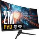 Westinghouse 27 Inch Curved Gaming Monitor, 200Hz, 1ms, FHD 1080P, 3000:1 Contrast Ratio, 118% sRGB, 1500R, AMD FreeSync, Eyecare, for PC Games with Built-in Speakers, DisplayPort, HDMIx2-Black