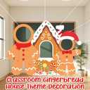 Christmas Gingerbread House Photo Backdrop, Christmas Photo Booth Backdrop Banner Large Fabric Face Gingerbread Holiday Party Background Wall Decorations for Xmas Holiday Party Supplies