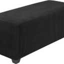 PiccoCasa High Stretch Ottoman Cover with Elastic Bottom, Soft Slipcover Jacquard Fabric Small Checks Rectangle Storage Stool Cover Furniture Covers XLarge Black