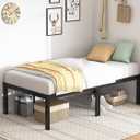 QEROMY Twin Bed Frame - 18 in Sturdy Platform Bed Frame Twin Size, Heavy Duty Metal Bed Frame No Box Spring Needed, Quick & Easy Assembly, No Noise, Black