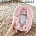 Clear Figure Display Bag for 10cm Doll - Crossbody Protective Case with Adjustable Strap, Dustproof and Portable, for Plush, Collectibles, and Gifts (Pink Bunny)