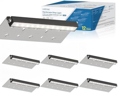 HIBOITEC Retaining Wall Lights Low Voltage Hardscape Lighting 7 Inch LED IP67 Waterproof for Outdoor Patio Pathway Stairs Landscape Steps AC/DC 12-24V 4000K 12 Pack