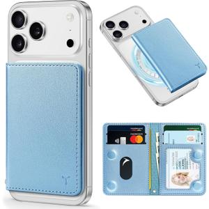 TUCCH for Magsafe Wallet with 6 Card Holders, RFID Blocking Clear ID Window PU Leather Men Women Folio Magnetic Phone Wallet for iPhone 17/16/15/14/13/12/Plus/Air/Pro/Pro Max Series, Pearly Light Blue