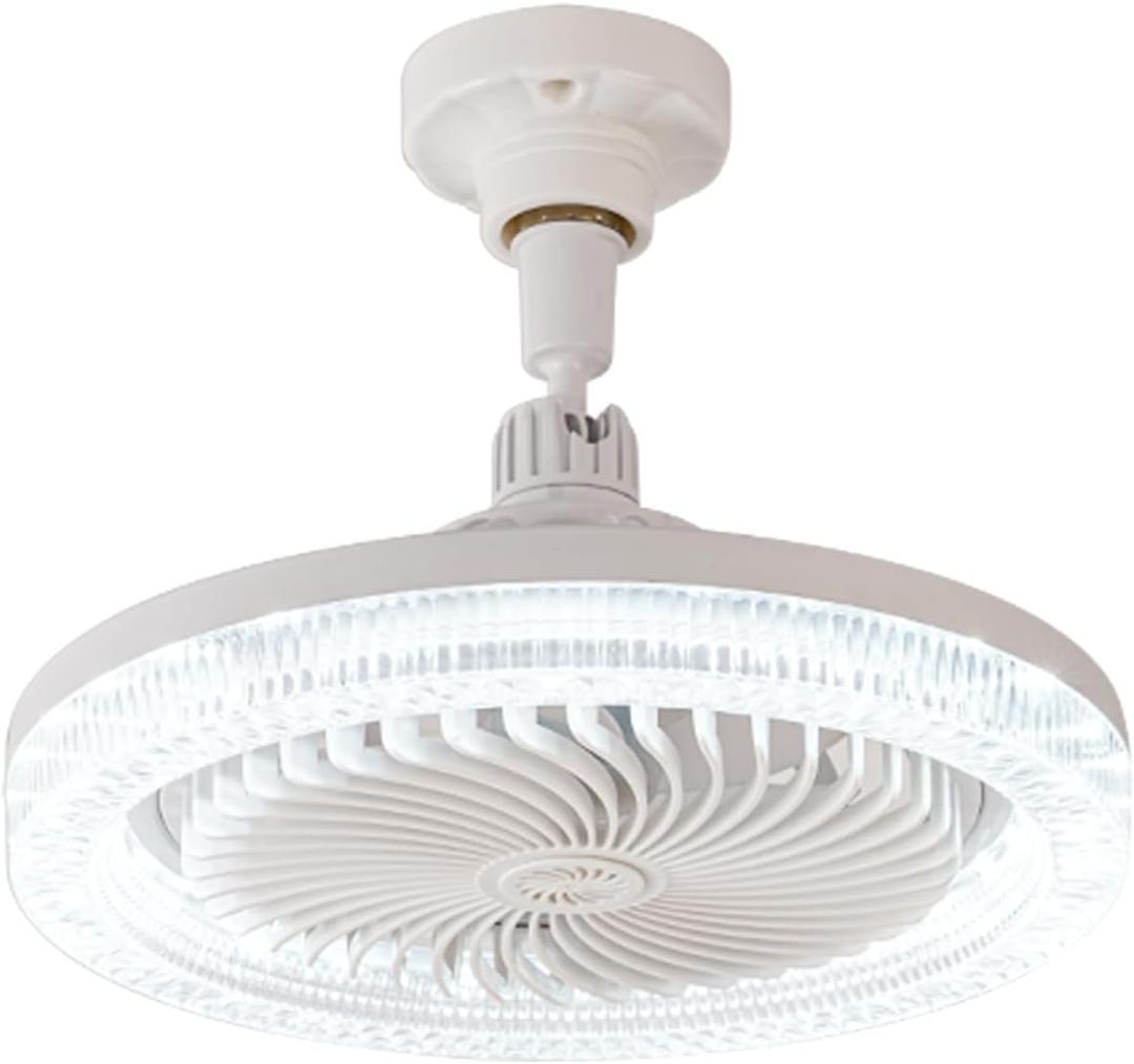 Souxgjey Small Ceiling Fan with Lights and Remote, 10" Socket Fan Light for E26/E27 Sockets, 3 Speeds, 3 Color Temperatures, Dimmable LED Screw in Ceiling Fan for Bedroom Bathroom Garage Kitchen
