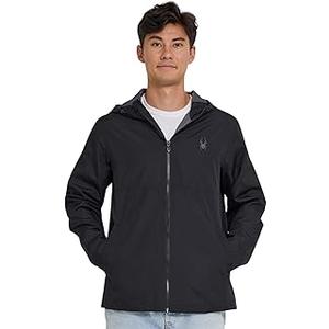 Spyder Packable Rain Jacket Men – Water Resistant Windbreaker with Hood, Lightweight Rain Coat Slicker, Travel, Golf, Fishing