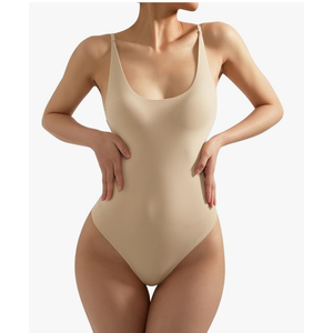 SUUKSESS Women Sexy Scoop Neck Thong Bodysuit Backless Cami Bodysuit Top Size M