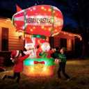 9FT Christmas Inflatable Hot Air Balloon with Santa Claus,Hot Air Balloon Christmas Inflatable with LED Lights,Christmas Blow Up Yard Decorations Outdoor for Garden Holiday