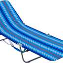 Rio Brands Portable Folding Backpack Beach Lounge Chair with Backpack Straps and Storage Pouch, Blue Multi Stripe