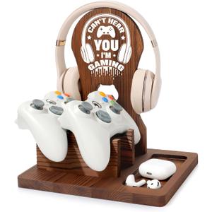 Gamer Gifts for Men Teen Boy, Gamer Accessories Stuff, Gaming Gifts for Son Boyfriend Husband Wooden Headphone Stand