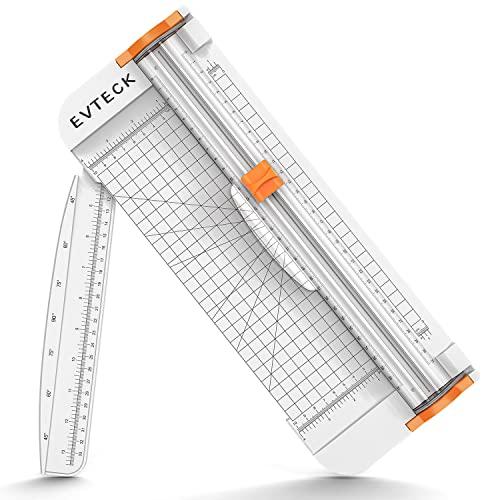 Evteck Paper Cutter 12 Inch Paper Trimmer Slider Crafting Scrapbooking Supplies for A4 Vinyl Photo Cardstock with Security Blade and Foldable Ruler